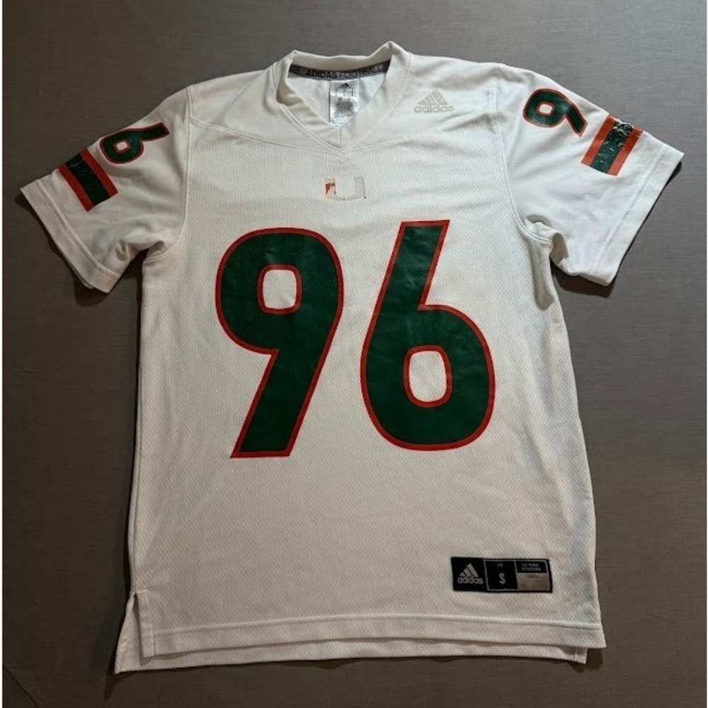 Adidas Miami‎ Hurricanes Acheampong #96 Football Jersey White Mens Size S